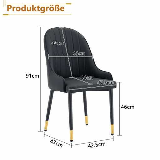 Conjunto de 2 cadeiras em PU - encosto com padrão em forma de raio, impermeáveis, resistentes, de fácil manutenção, almofada espessa de alta elasticidade - preto