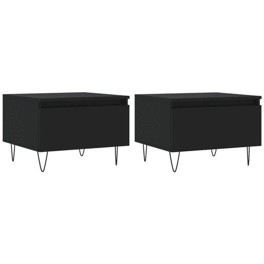 2pcs Mesas de centro, Mesas baixas 50x46x35 cm derivados de madeira preto