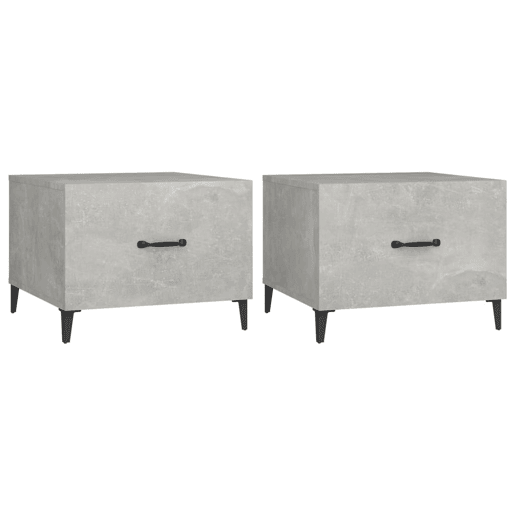 2pcs Mesas de centro, Mesas baixas + pernas de metal 50x50x40 cm sonoma cinza
