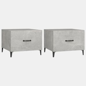 2pcs Mesas de centro, Mesas baixas + pernas de metal 50x50x40 cm sonoma cinza