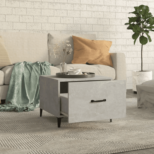 2pcs Mesas de centro, Mesas baixas + pernas de metal 50x50x40 cm sonoma cinza