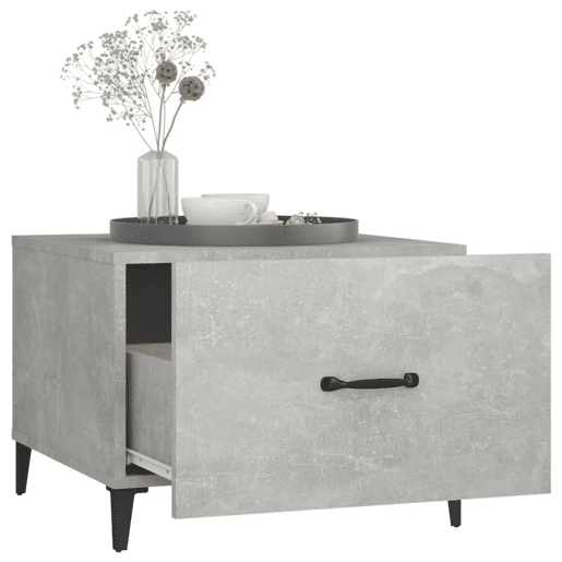 2pcs Mesas de centro, Mesas baixas + pernas de metal 50x50x40 cm sonoma cinza