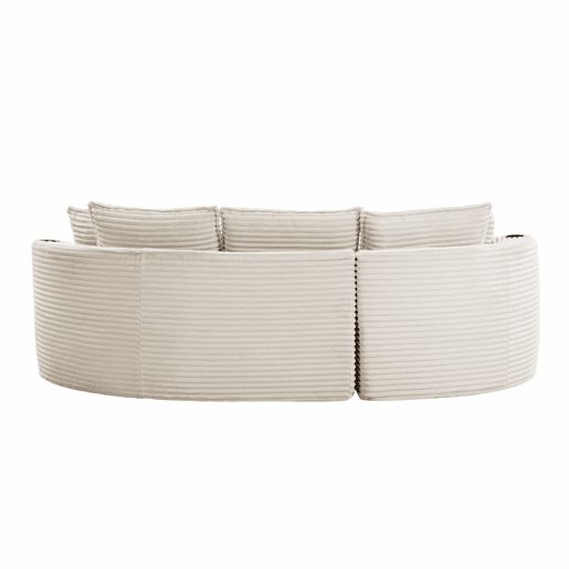 Sofá de 3 lugares - Com porta-copos, bolso de arrumação e almofadas - Bege