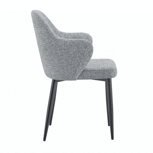 Conjunto de 2 cadeiras de jantar de 83 cm - Encosto envolvente - Cor preta, cinzenta