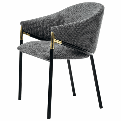 Cadeiras de jantar 6 unidades - confortáveis e respiráveis, modernas, chenille com apoios de braço em aço inoxidável dourado - cinza