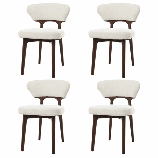 Conjunto de 4 cadeiras de jantar - em madeira maciça, confortáveis e respiráveis, estilo moderno, chenille - bege claro