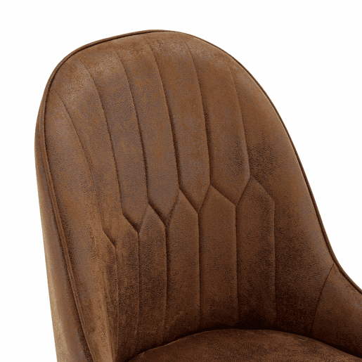 Conjunto de 2 cadeiras de jantar - sem dimensões especificadas - estofadas em tecido técnico castanho, encosto com padrão em forma de raio, estofamento espesso de alta elasticidade, estrutura metálica resistente - castanho e preto