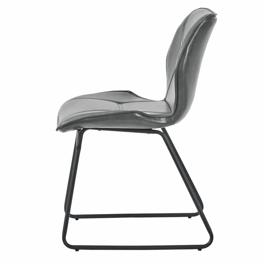 Cadeiras de jantar (2 unidades) - Cadeiras em couro sintético com estrutura metálica, cadeiras estofadas para sala de jantar, sala de estar e escritório - Cinza
