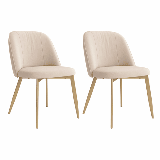 Cadeiras de jantar (2 unidades) u2013 confortáveis e respiráveis, estilo moderno, tecido de veludo u2013 bege e dourado