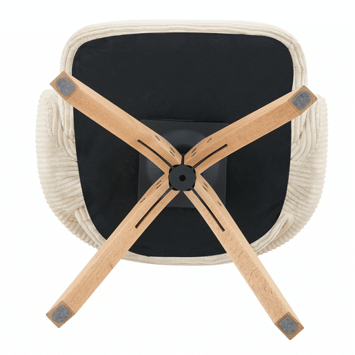 Cadeiras Retro-Luxo, Conjunto de 2 - Estrutura em tecido branco com riscas verticais e pés em madeira maciça, função de rotação silenciosa de 360° e encosto curvo envolvente - Branco, Madeira