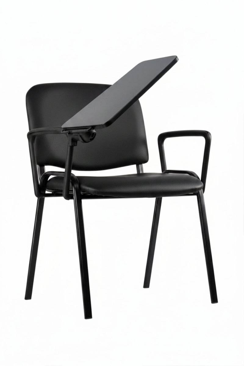Pack 4 sillas ofis polipiel con pala y brazo - negro