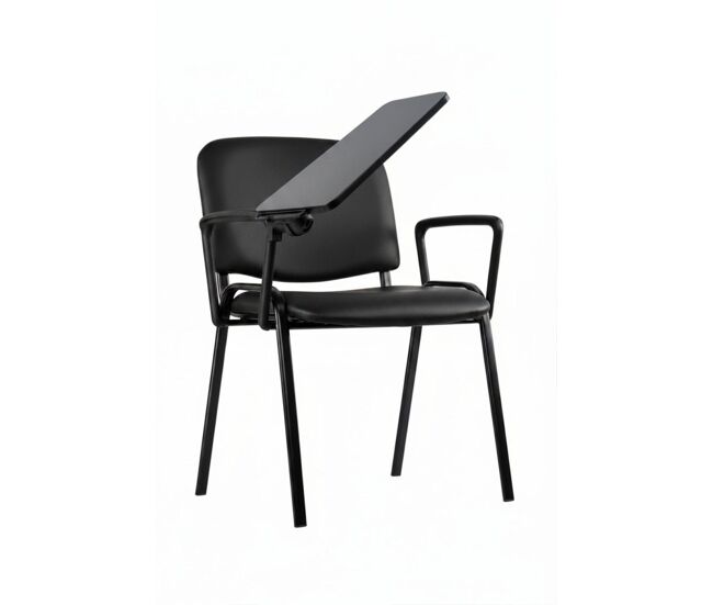 Pack 4 sillas ofis polipiel con pala y brazo - negro