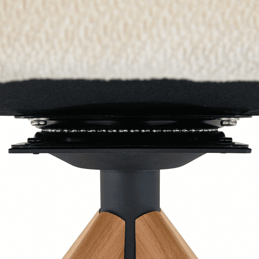 Conjunto de 2 cadeiras giratórias retro de luxo - Estrutura em tecido creme, pés em madeira, encosto curvo, rotação silenciosa de 360° - Branco, Madeira