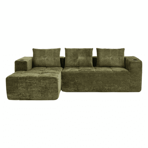 Sofá em L de 255 cm - clássico, minimalista e confortável - verde Sofá em L de 255 cm - clássico, minimalista e confortável - verde