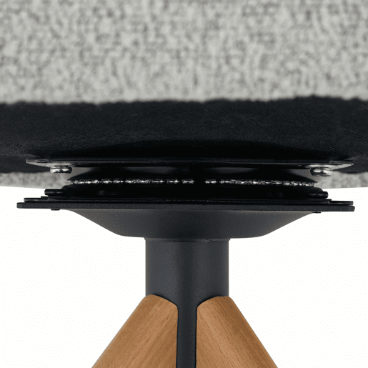 Conjunto de 2 cadeiras Retro-Luxo - Estrutura em tecido cinzento claro, rotação silenciosa de 360°, encosto curvo, pés em madeira - Cinza Claro, Madeira