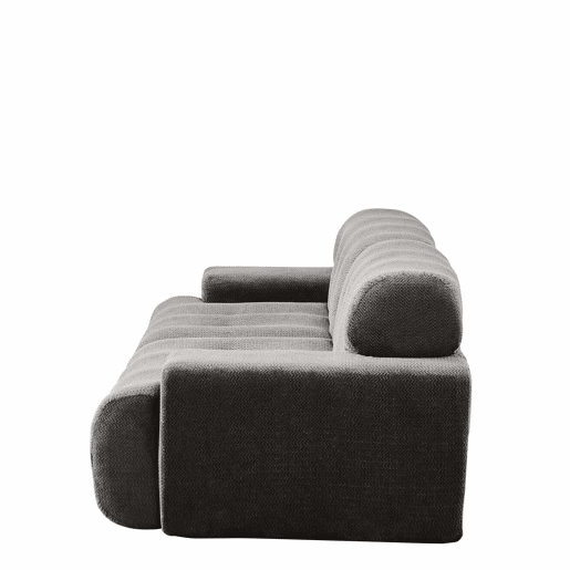 Sofá de 2 lugares - design moderno curvo com braços largos e estofamento com botões, sem montagem - cinzento