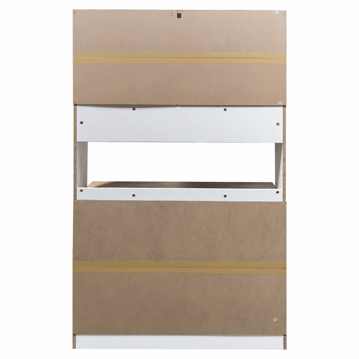 Aparador de cozinha de 175 cm u2013 com vitrina de vidro, suporte para garrafas e barra com ganchos, armário multifuncional para cozinha, sala de jantar e sala de estar u2013 Natural e Branco