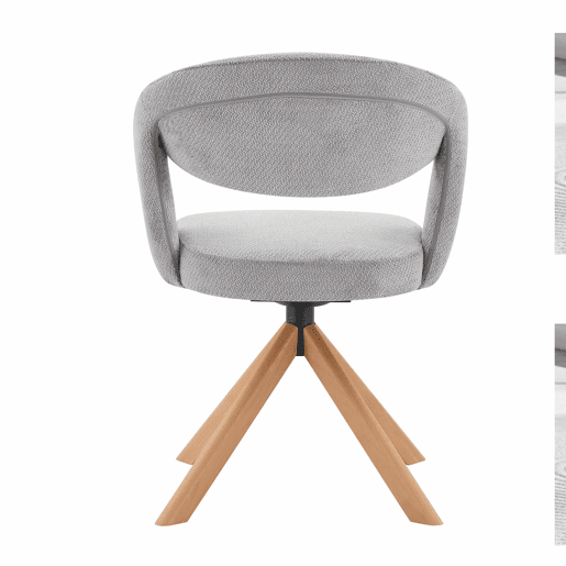 Conjunto de cadeiras retro de luxo (2 unidades) - Rotação silenciosa de 360°, encosto curvo - Cinza, Madeira
