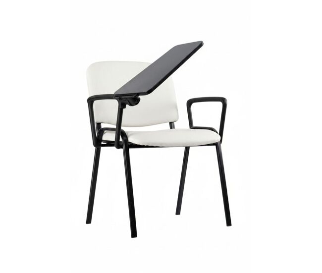 Pack 4 sillas ofis polipiel con pala y brazo - blanco