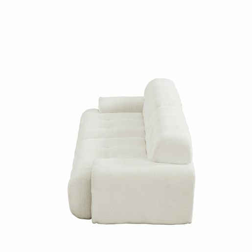 Sofá em forma de nuvem de 2 lugares - design curvo, braços largos, estofamento capitonado moderno, sem montagem - bege