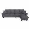 Sofá modular em U de 280 cm - 2 lugares com 2 chaise longues, arrumação rebatível, 2 almofadas, sofá de canto multifuncional em chenille - Cinza