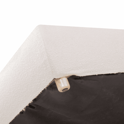 Cama estofada 180x200 cm - cama de casal com sistema hidráulico, base de colchão, cabeceira acolchoada, amplo espaço de arrumação, pés em madeira maciça - branco bouclé