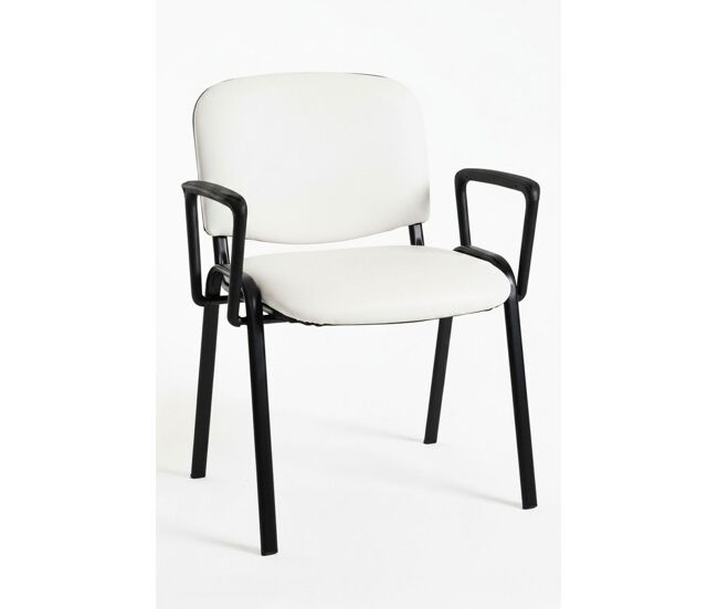 Pack 4 sillas ofis polipiel con brazos - blanco