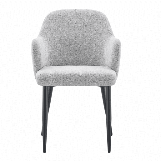Conjunto de 2 cadeiras de jantar de 83 cm - Encosto combinado em tecido cinzento e PU preto - Cor cinzenta e preta