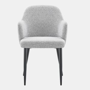 Conjunto de 2 cadeiras de jantar de 83 cm - Encosto combinado em tecido cinzento e PU preto - Cor cinzenta e preta