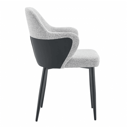 Conjunto de 2 cadeiras de jantar de 83 cm - Encosto combinado em tecido cinzento e PU preto - Cor cinzenta e preta