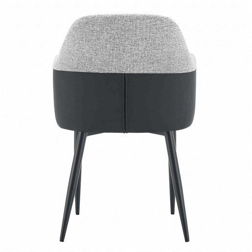 Conjunto de 2 cadeiras de jantar de 83 cm - Encosto combinado em tecido cinzento e PU preto - Cor cinzenta e preta