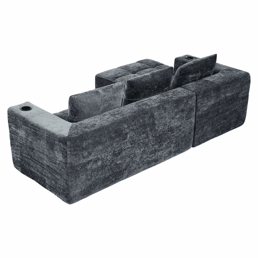 Sofá em L de 255 cm - clássico, minimalista e confortável, 3 lugares - cinzento