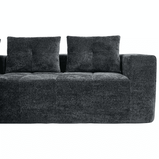 Sofá em L de 255 cm - clássico, minimalista e confortável, 3 lugares - cinzento