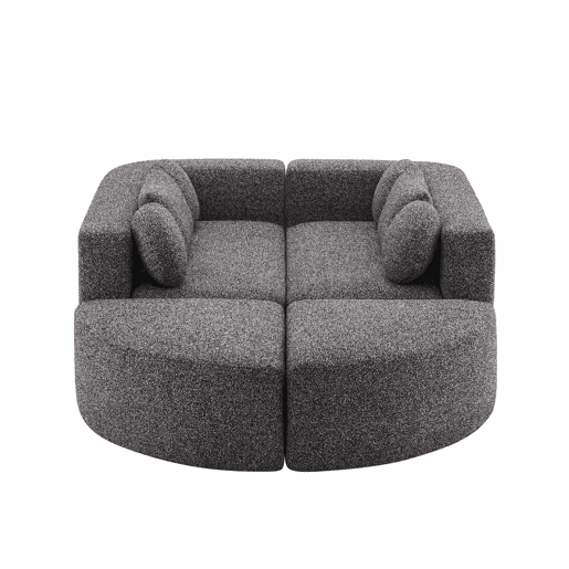 Sofá modular de 4 lugares 292 x 165 x 68 cm - sofá Nube, chenille, sem montagem, convertível - preto