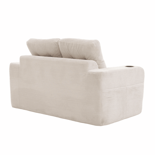 Sofá pufe modular de 2 lugares - com porta-copos, bolsos laterais, conversível, sem estrutura, com almofadas acolchoadas e encosto - bege