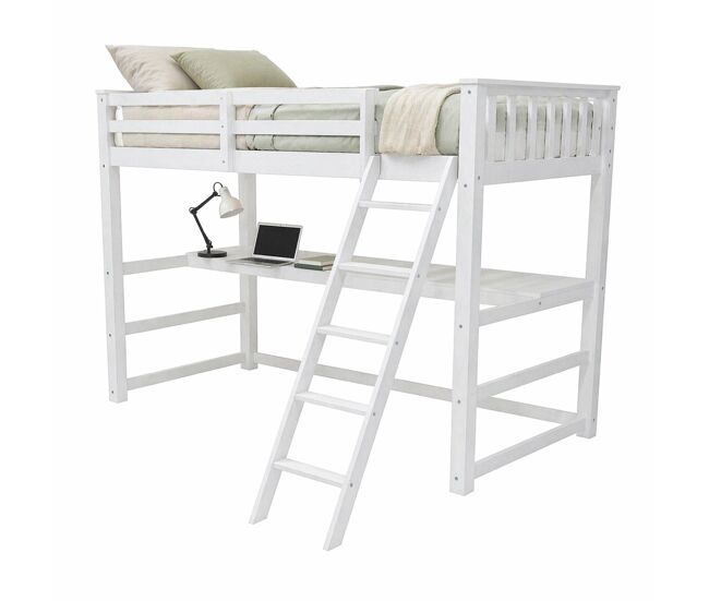 Cama alta con escritorio de madera sophia vicawu - blanco - 90 x 190