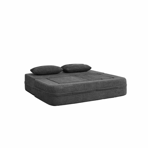 Sofá modular Nube - sofá-cama dobrável sem montagem, cama para hóspedes e sofá de chão convertível com bolsos laterais nos braços para telemóvel e comando - cinzento escuro