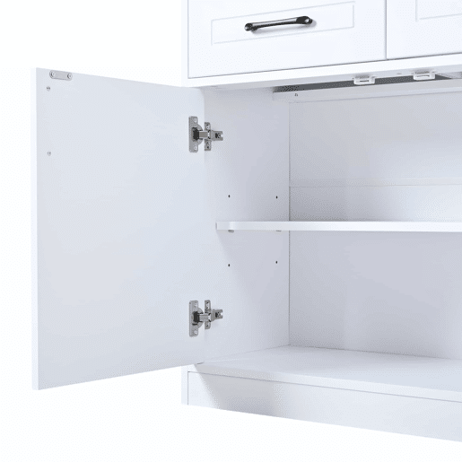 Aparador 120 x 35 x 80 cm - móvel de sala com 3 gavetas e 3 portas, prateleiras ajustáveis, puxadores, design às riscas, capacidade de 60 kg, aparador de entrada - branco