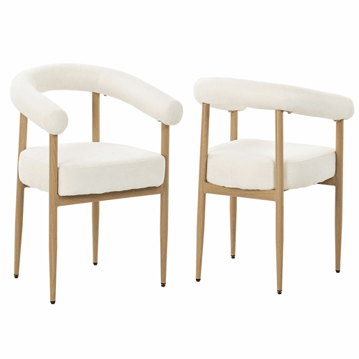 Cadeiras de jantar + 2 unidades - estofamento confortável, design moderno, estrutura metálica resistente, para cozinha e sala de estar - branco