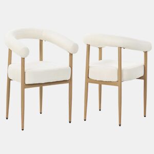 Cadeiras de jantar + 2 unidades - estofamento confortável, design moderno, estrutura metálica resistente, para cozinha e sala de estar - branco