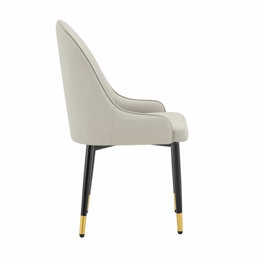 Cadeiras de jantar em PU - 2 unidades - encosto com design em forma de raio, repelentes à água, resistentes e duradouras, de fácil manutenção, estofamento espesso de alta elasticidade - Preto e cinzento quente
