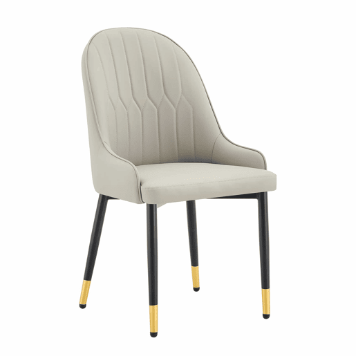 Cadeiras de jantar em PU - 2 unidades - encosto com design em forma de raio, repelentes à água, resistentes e duradouras, de fácil manutenção, estofamento espesso de alta elasticidade - Preto e cinzento quente