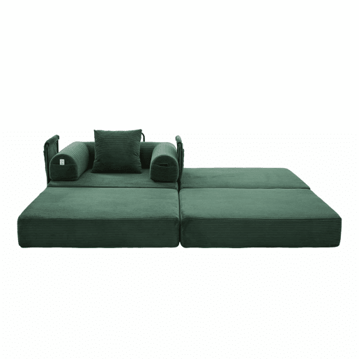 Sofá-cama individual - Design ergonómico, estrutura metálica resistente, almofadas confortáveis, inclui bolso lateral - Verde esmeralda