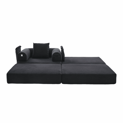Sofá-cama individual de 1 lugar - design ergonómico, estrutura metálica resistente, almofada incluída - preto