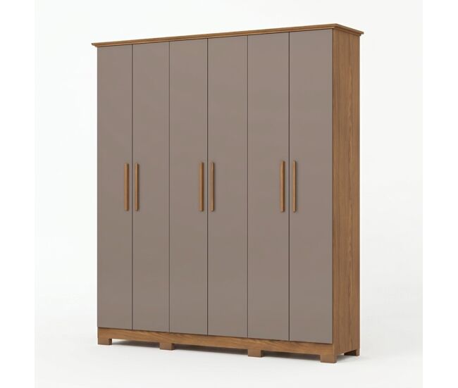 Armario vestidor 6 puertas crisol - gris shine / roble natural