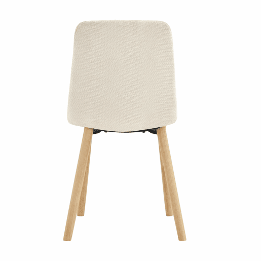 Conjunto de 2 cadeiras de jantar de 88 cm - estofadas em tecido plissado, pernas em madeira maciça, estilo nórdico moderno - branco e madeira