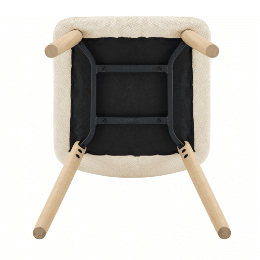 Conjunto de 2 cadeiras de jantar de 88 cm - estofadas em tecido plissado, pernas em madeira maciça, estilo nórdico moderno - branco e madeira