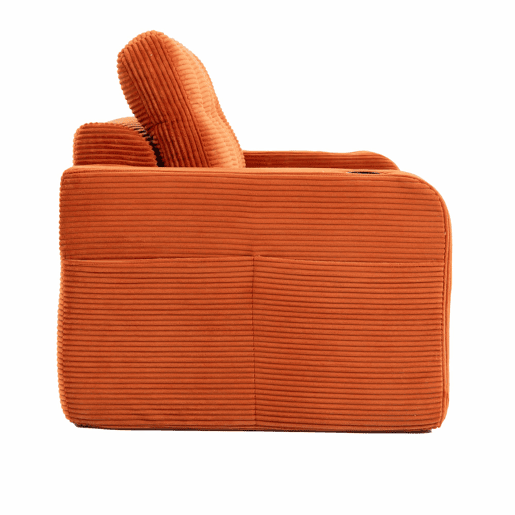 Sofá pufe de 2 lugares - sofá sem estrutura convertível com porta-copos, bolsos laterais, almofadas acolchoadas e encosto - laranja