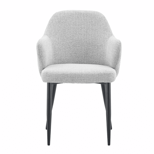 Conjunto de 2 cadeiras de jantar de 83 cm - Encosto envolvente, pés metálicos cruzados - Preto, Cinza Claro