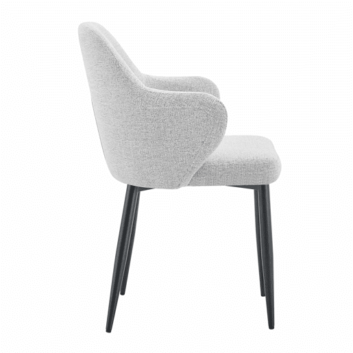 Conjunto de 2 cadeiras de jantar de 83 cm - Encosto envolvente, pés metálicos cruzados - Preto, Cinza Claro
